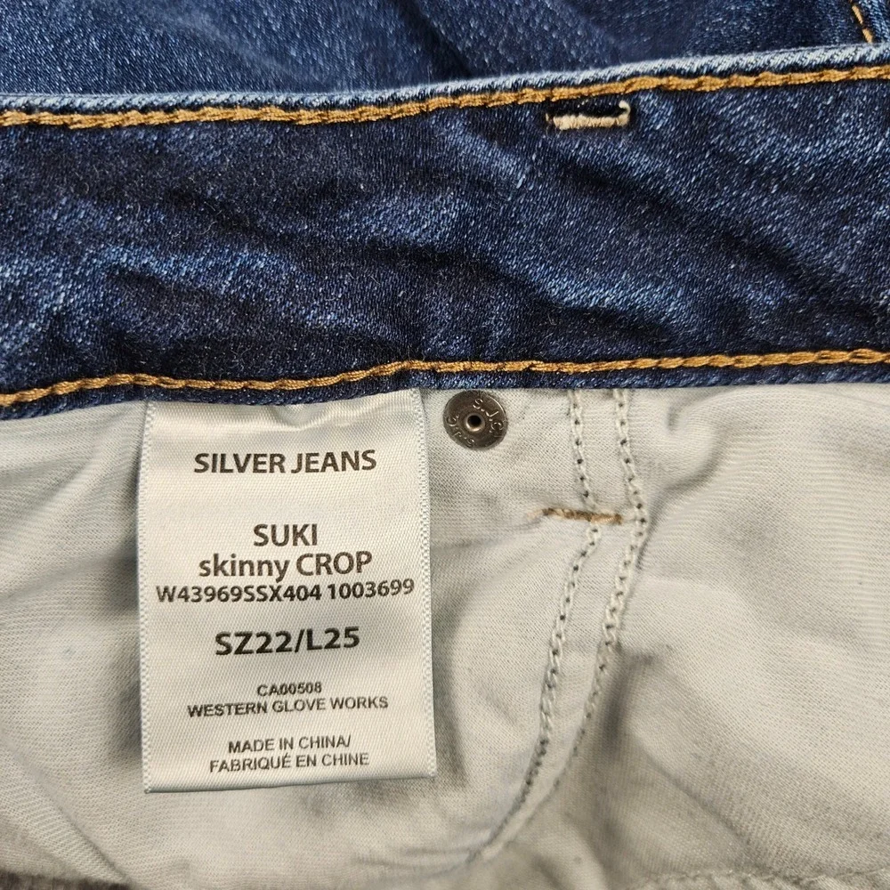 Silver Jeans Co Suki Skinny Crop Jeans Womens 22 Dark Wash Denim W43969SSX404